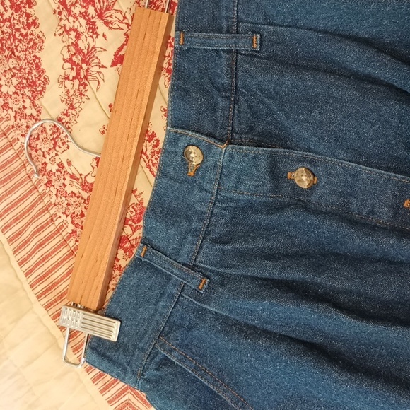 Lands End Button Down Denim Chambray Midi Skirt - Picture 2 of 6